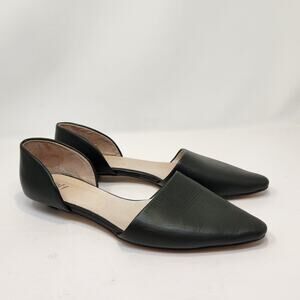 J Jill Womens D'Orsay Hunter Green Leather Slip On Flats Size 11 Pointed Toe